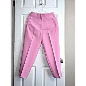 ZARA High Waisted Rise Pants Bloggers Favorite Bubblegum Pink Sz L